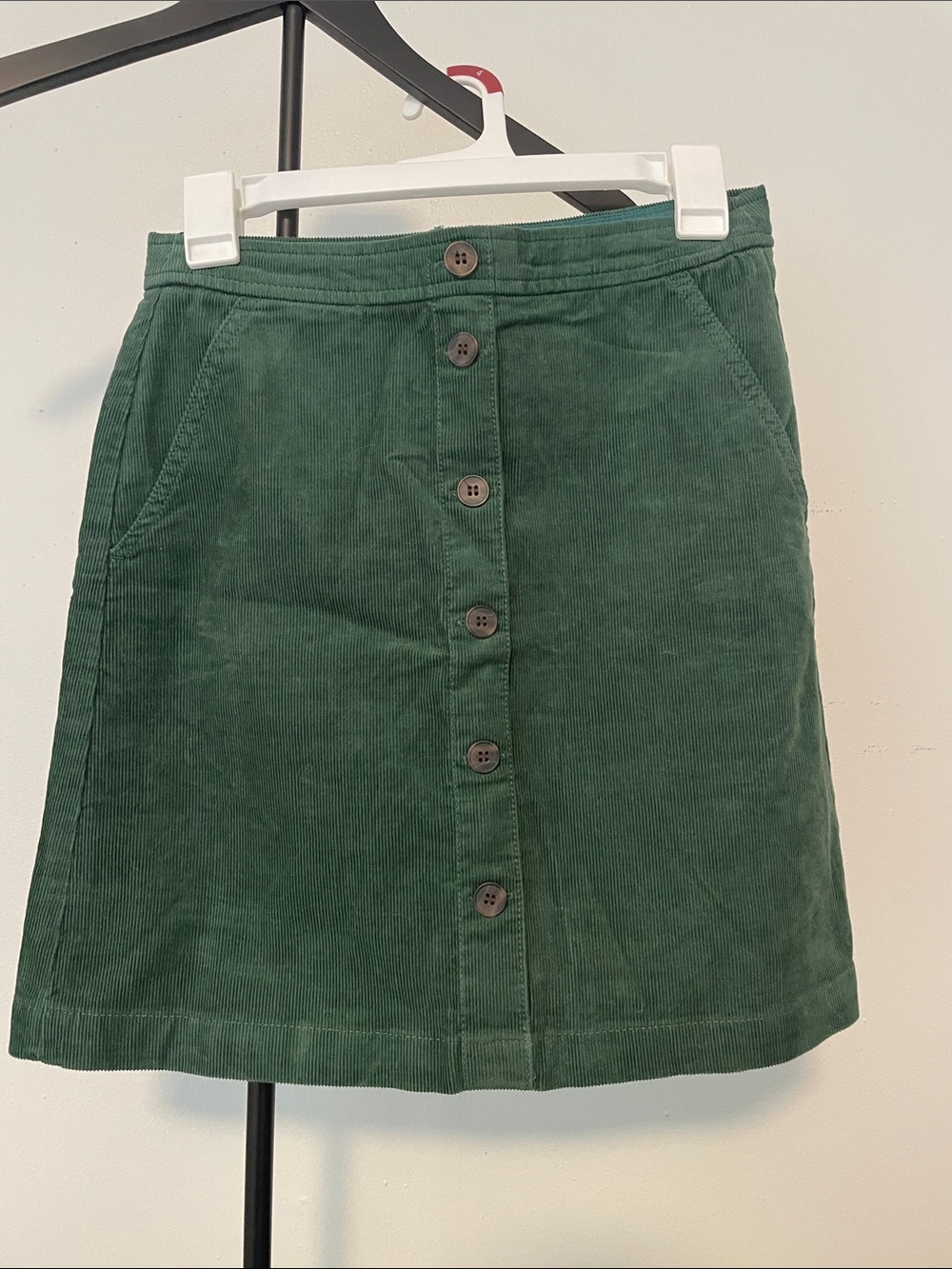 J. Crew Dark Green Corduroy Button-Front Mini Skirt